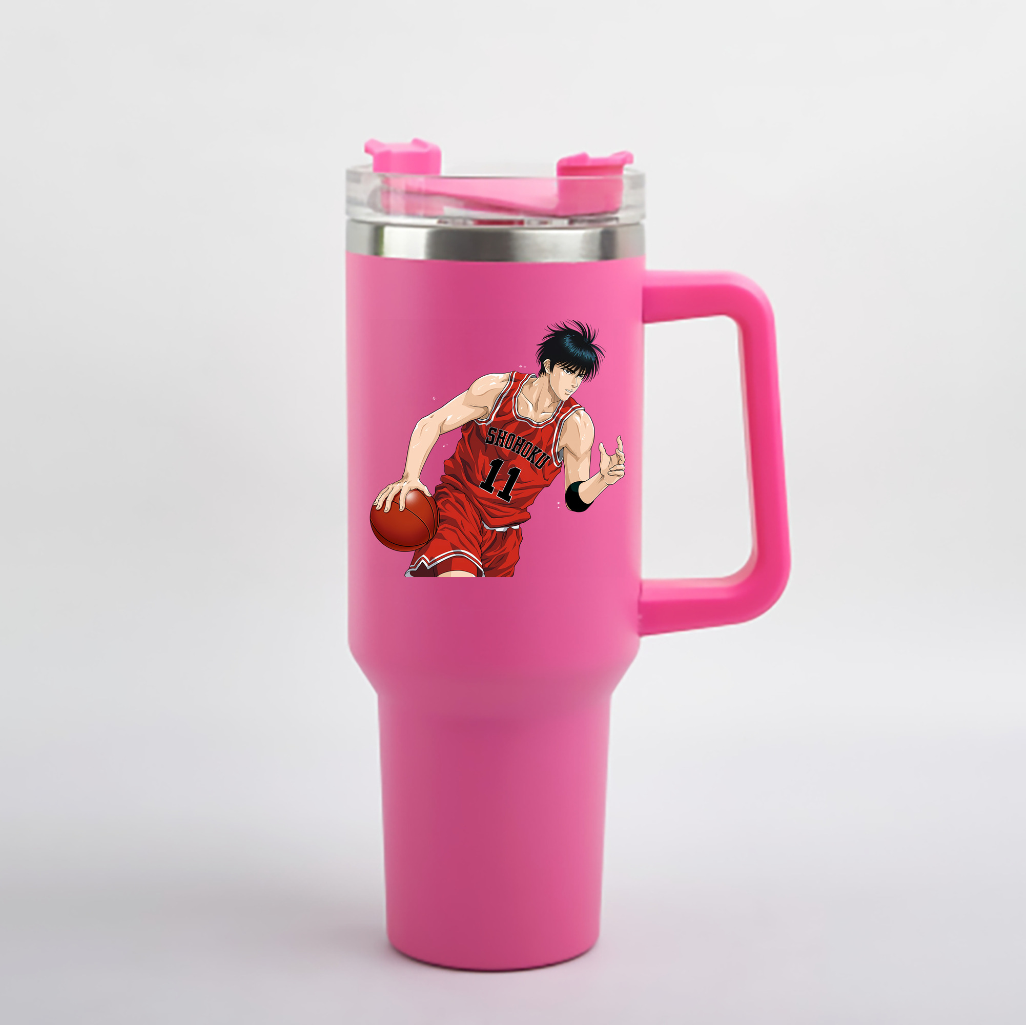 （画像用） SLAM DUNK／スラムダンク 1200mL車用タンブラー - クリスタルステッカー（プラスチックストロー付き）